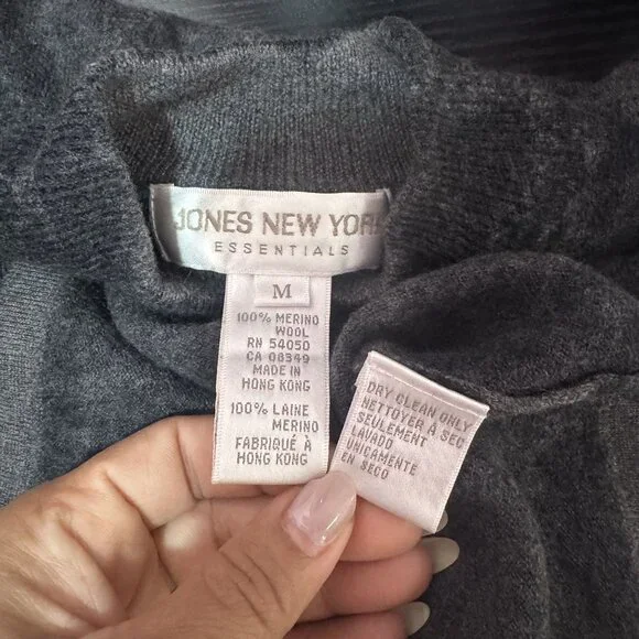 Vtg 90s Jone New York Womens Charcoal Gray Wool Animal Print Sleeveless Top M - Picture 6 of 7